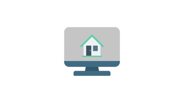 House Advertisement on Computer Icon Animation