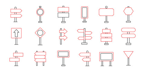 Signboard Icons Collection – Directional Signs, Traffic Markers and Information Boards, EPS 10 © Aquavisionweath6