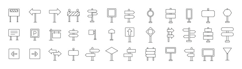 Road Sign and Direction Icon Set – Wayfinding and Navigation Signboard Collection, EPS 10 © Aquavisionweath6