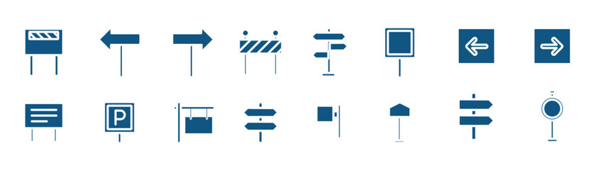 Road Sign and Direction Icon Set – Wayfinding and Navigation Signboard Collection, EPS 10 © Aquavisionweath6
