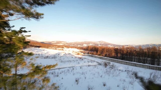 雪の中の砂防ダム