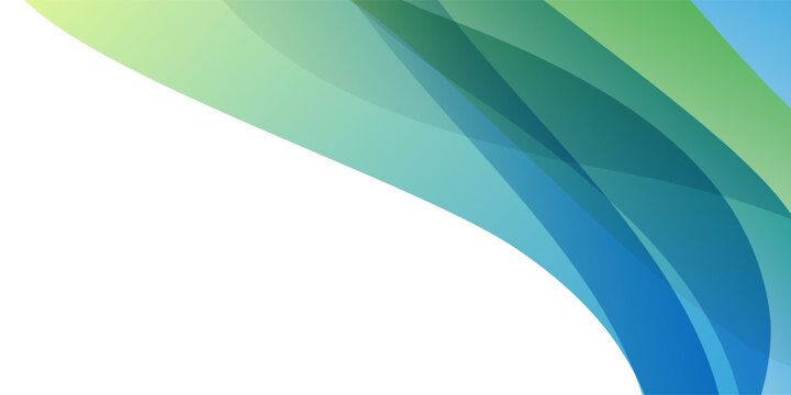 Minimal abstract background with overlapping translucent colorful waves, layers on the top right half and white space on the lower ledt of the image, ideal for modern layouts, presentations, or text