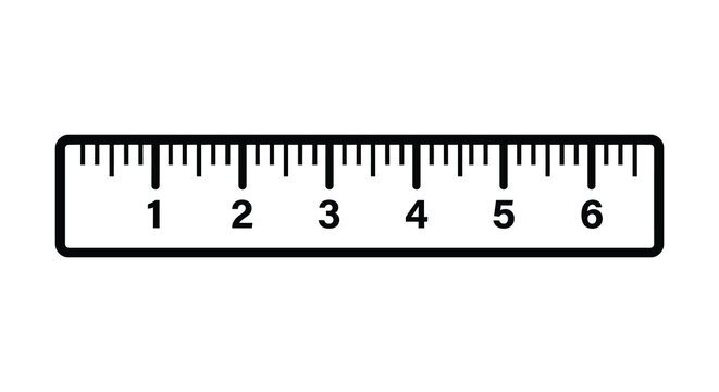 Black And White Ruler With Inch Markings On White Background