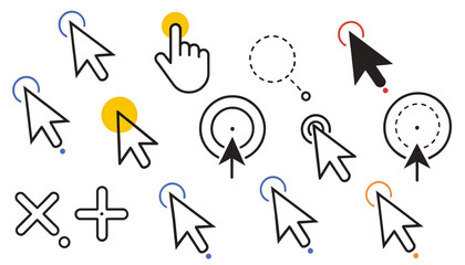 Obraz premium Computer mouse cursors set. Digital pointer icons. Web interface design.