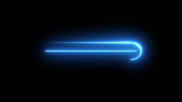 Glowing neon blue light trail animation on computer monitor screen