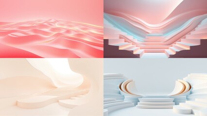Fototapeta premium Abstract backgrounds, soft colors, flowing shapes. Minimalist design, elegant curves, modern aesthetic. Light, shadow, texture present.