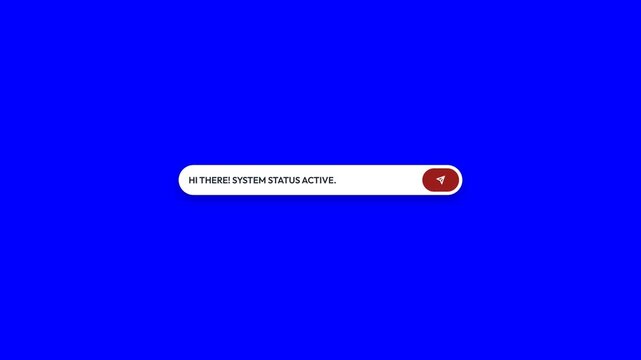 Digital interface bar displaying system status active message on vibrant blue background for dynamic motion graphic video animation project design