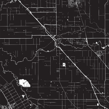 Vector Street Map of Modesto California &ndash; Black and White Minimalist City Road Map