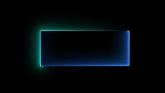 Glowing neon blue and green rectangle frame animation on computer screen