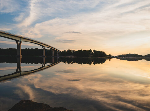 Summer moning mood at L&ouml;lv&ouml; bridge in Kasn&auml;s, Finland