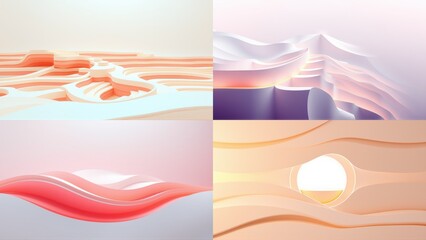 Fototapeta premium Abstract fluid shapes, soft gradients, warm colors dominate composition. Minimalist design, smooth textures, modern aesthetic.