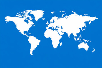 Fototapeta premium White world map on blue background. Global geography icon. Earth graphic.