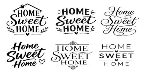 Fototapeta premium Home Sweet Home Typography Text Seamless Pattern Wallpaper