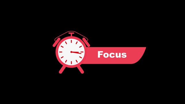 Red alarm clock with focus text on black white black background