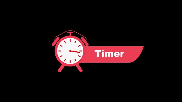 Red alarm clock with timer text on black white