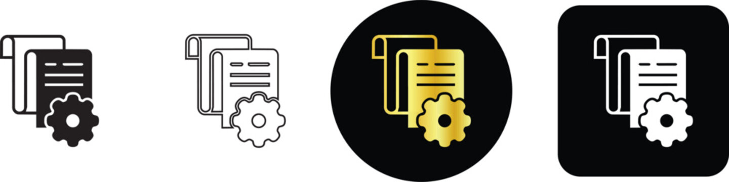 Document content management system with gear icon set for project setup configuration and manual instructions