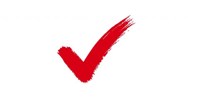 Animated Red Brush Stroke Check Mark Symbol Loop