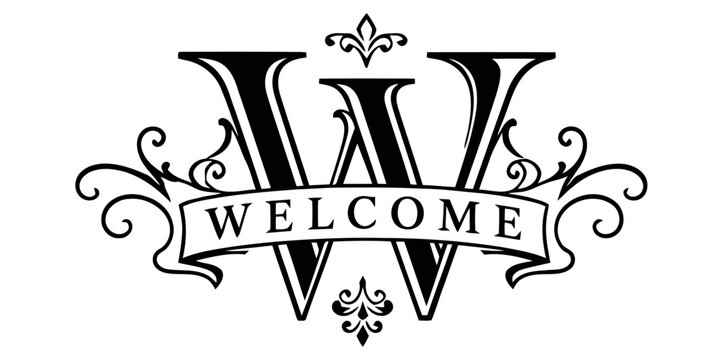 Luxury Ornate Welcome Design with Initial W