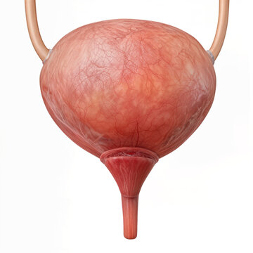 A medically accurate human urinary bladder with ureters and urethra is presented for anatomy education, urology reference, and healthcare communication in clinical learning materials