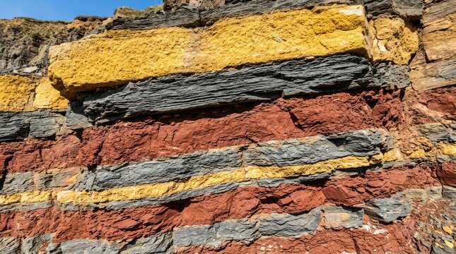 Colorful sedimentary rock layers outdoor nature