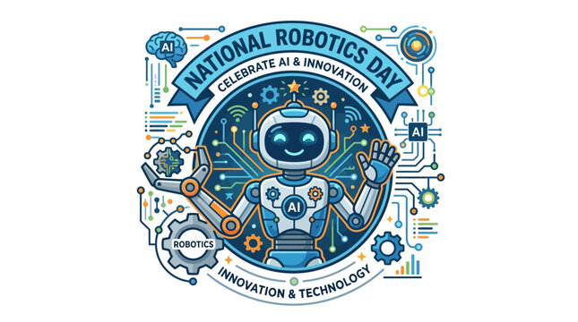 Robot celebrates National Robotics Day with futuristic circuit board design