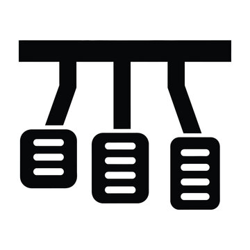 Black and white icon of car pedals with foot rests