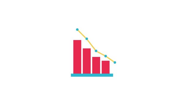 Loss business graph icon animation 4k isolated on white background