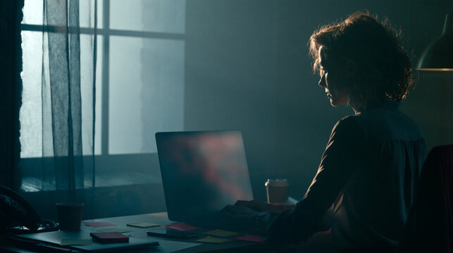 Office administrator changes passwords at small desk after security warning in realistic commercial office photography