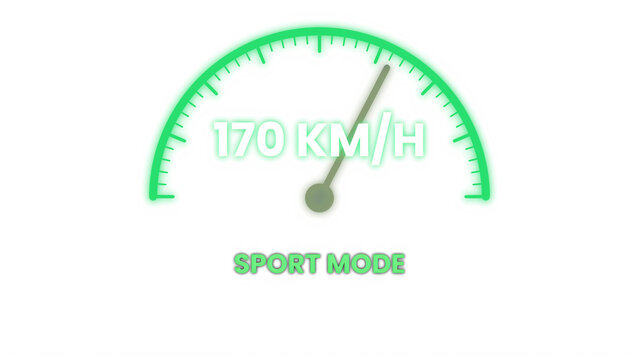 High Speed Green Digital Speedometer Displaying 170 KMH in Sport Mode for Performance Concept