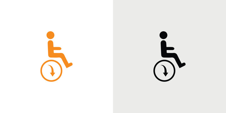 Two minimalist of people riding bicycles, one orange and one black bike rider person cycling orange figure