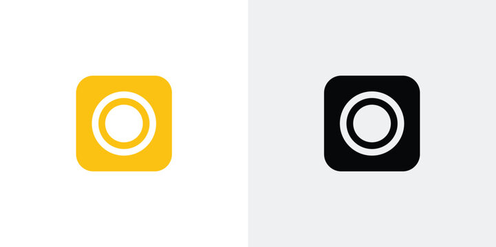 Yellow and black circular with white inner rings, isolated on white background, yellow circle black circle