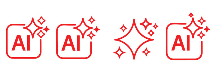 AI generate sparkles with square and stars icons.artificial intelligence and creativity Vector symbols illustration. © Hike Studio 10