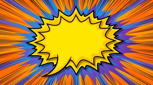 Pop art comic book speech bubble on radial background.