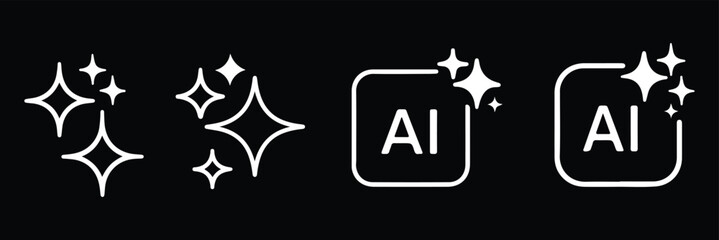AI generate sparkles with square and stars icons.artificial intelligence and creativity Vector symbols illustration. © Hike Studio 10
