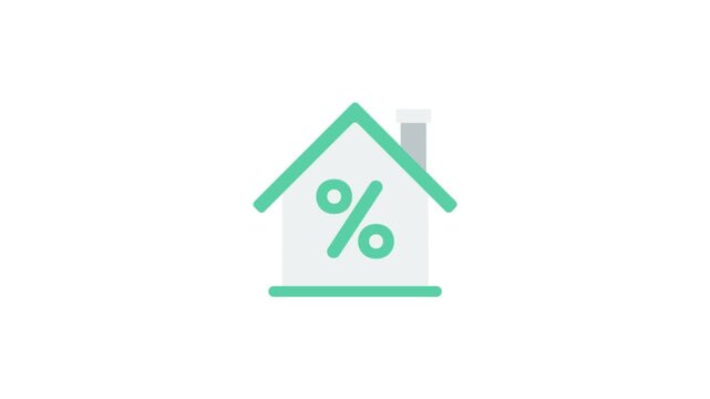 House with Percentage Sign Icon Animation