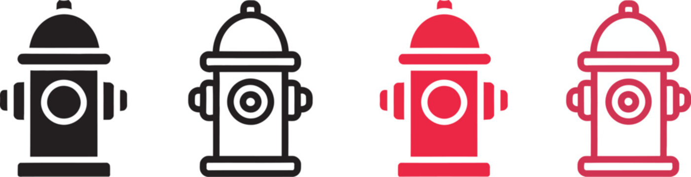  Fire hydrant silhouette, water hydrant symbol. Vector illustration