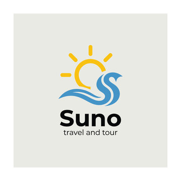 Suno travel and tour company logo with sun and swan