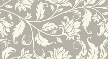 Abstract floral ornamental border seamless pattern vector background. floral pattern, flower pattern. © andin