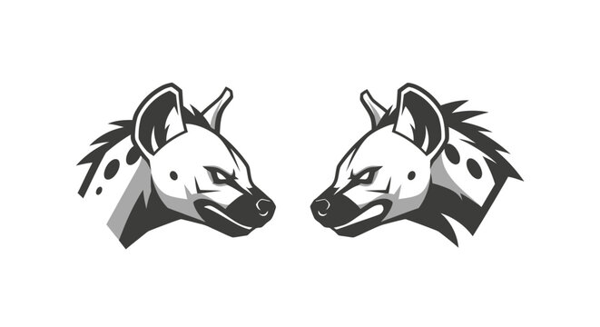 Two hyena heads in profile view illustration.