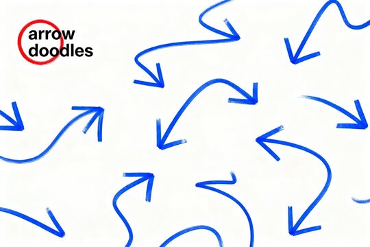 Blue Arrow Doodles on White Background
