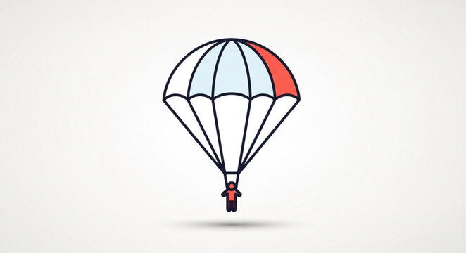 Parachute Illustration with Person Descending