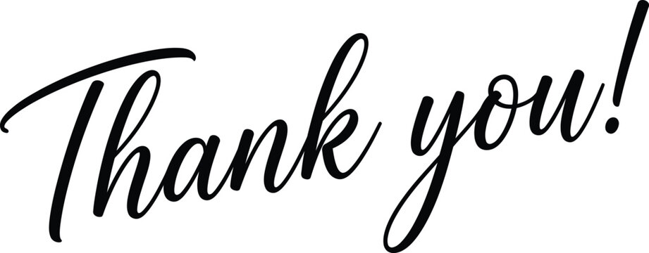 Vector thank you message in elegant cursive font