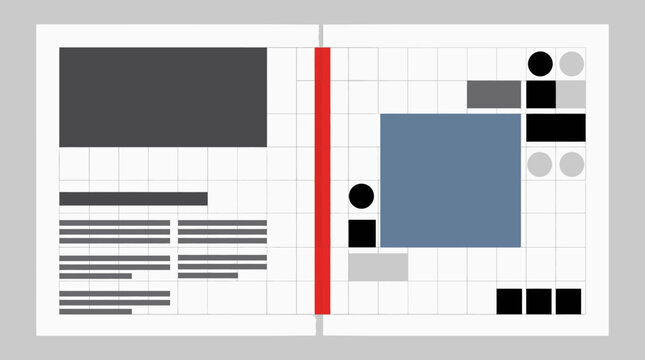 Open magazine editorial spread layout mockup design.