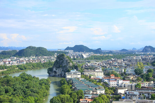 Bird&rsquo;s Eye View of Guilin from Diecai Hill, China