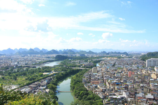 Bird&rsquo;s Eye View of Guilin from Chuanshan Park, China