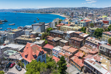 Fototapeta premium Aerial view of Valparaiso, Chile, South America