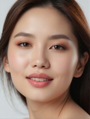 Fototapeta premium Asian woman with white dress, Facial treatment, skin care, Cosmetology