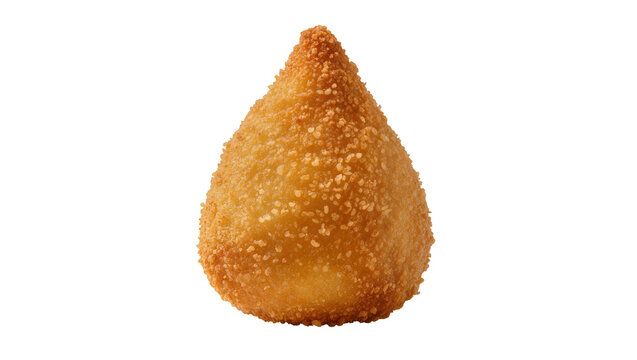 Isolated crispy golden brown coxinha traditional Brazilian fried chicken savory snack food