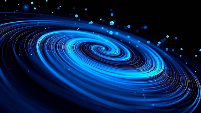 Blue spiral light pattern with glowing dots