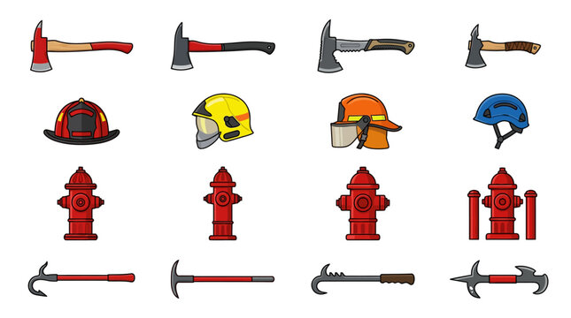 Firefighter tools and equipment.